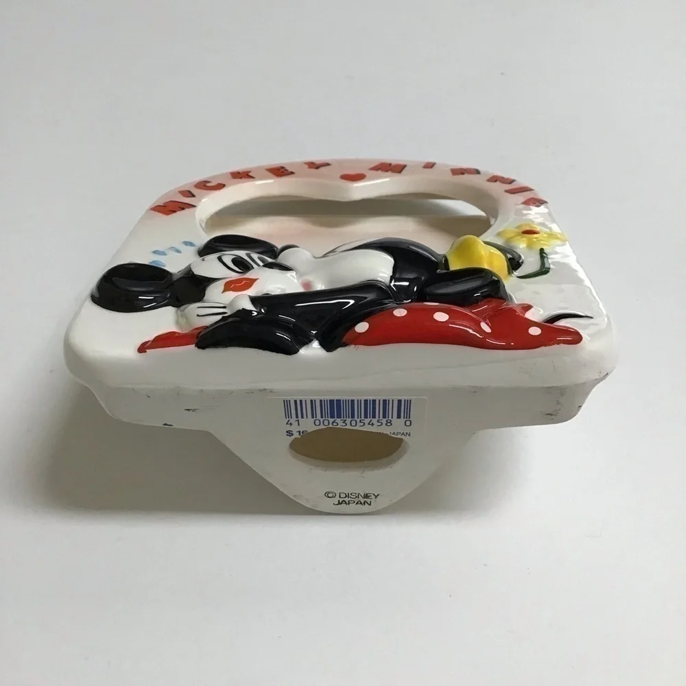 Vintage Disney Valentine Mickey & Minnie Kiss Ceramic Heart Picture Frame Japan - Picture 11 of 13